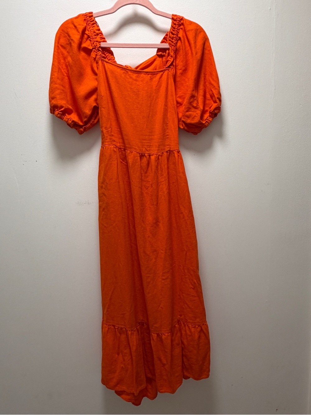 Who What Wear Bright Orange Puff-Sleeve Maxi Dress